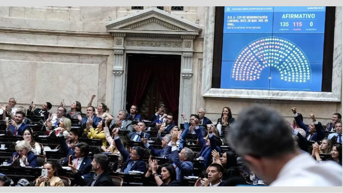 Sesión en la Cámara de Diputados durante la aprobación de la reforma laboral