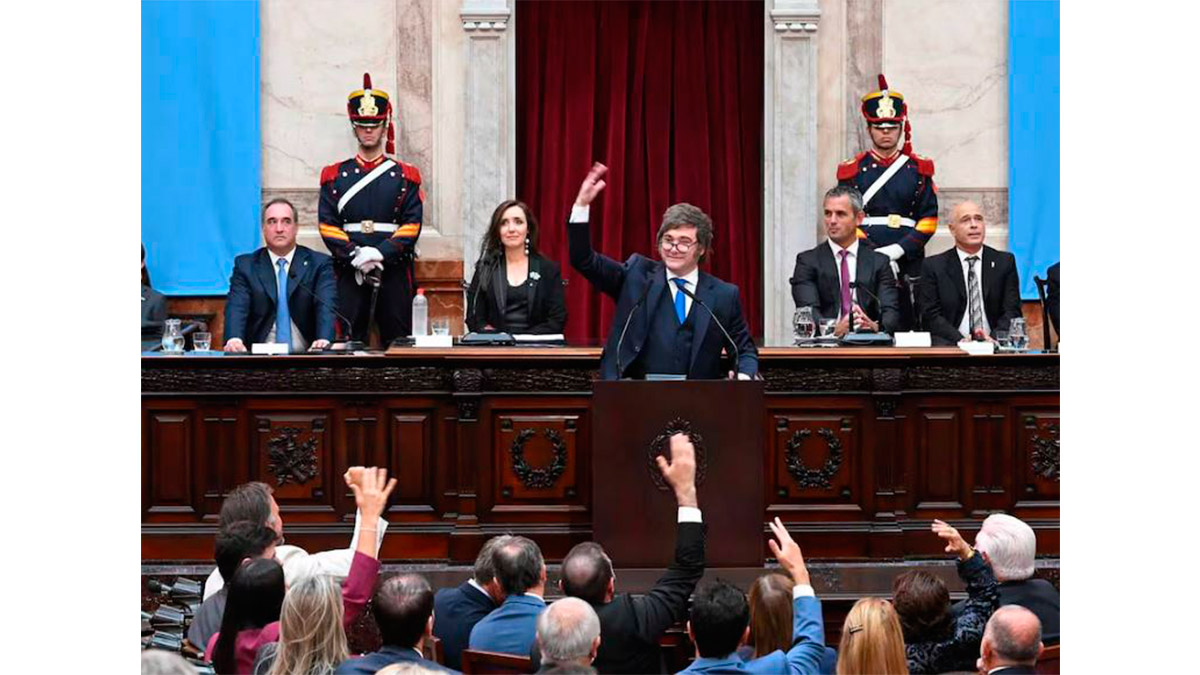 El presidente durante el discurso de Javier Milei en la apertura de sesiones ordinarias 2026.