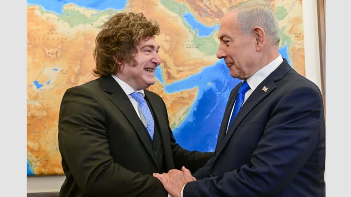 Benjamin Netanyahu junto a Javier Milei en Jerusalén, donde advirtió que la guerra con Irán no ha terminado.