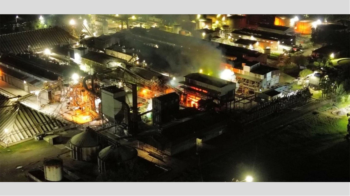 Bomberos combaten el fuego en Vicentin Ricardone en el cordón industrial del Gran Rosario