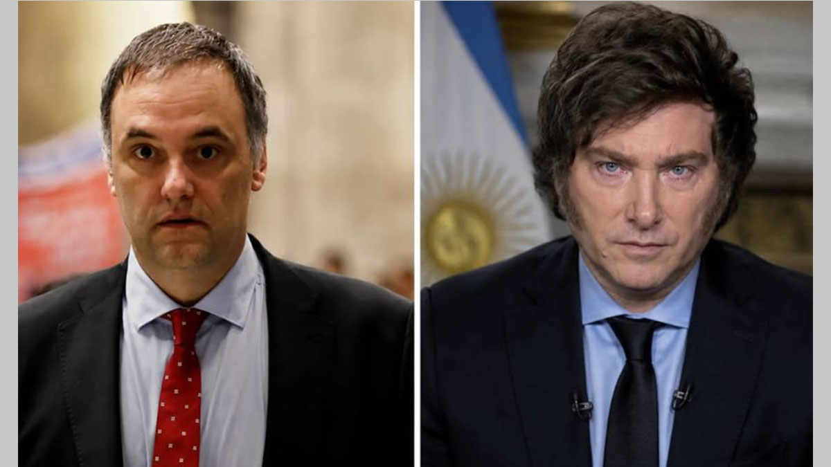 Javier Milei y Manuel Adorni en un acto oficial, en medio de la renuncia de Adorni