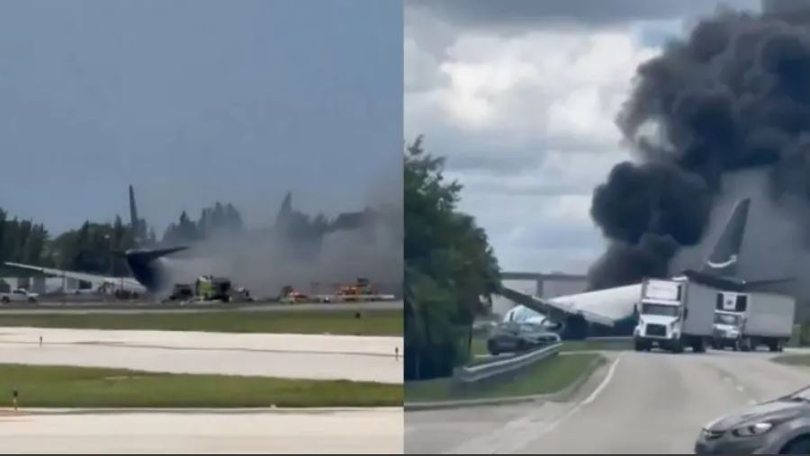 Accidente de avión en Miami: Boeing 767 de carga en llamas tras salirse de pista