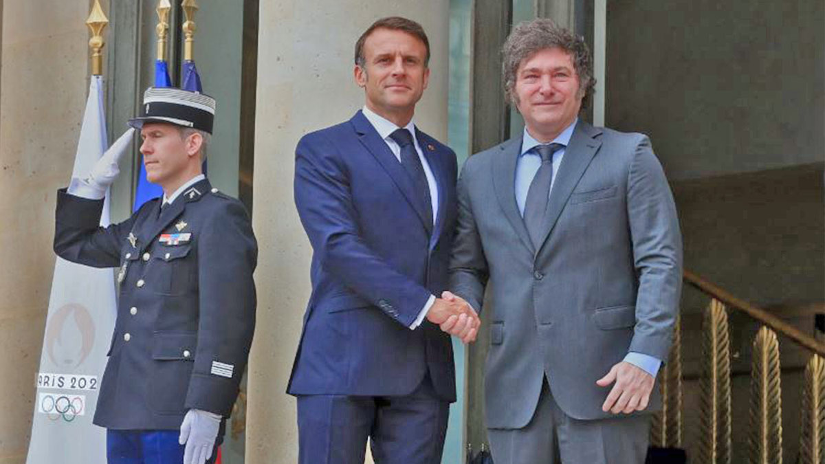 Javier Milei y Emmanuel Macron durante una reunión en Francia