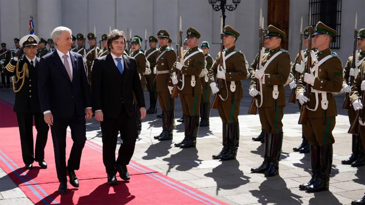 Javier Milei durante su discurso en el Foro de Madrid en Santiago de Chile