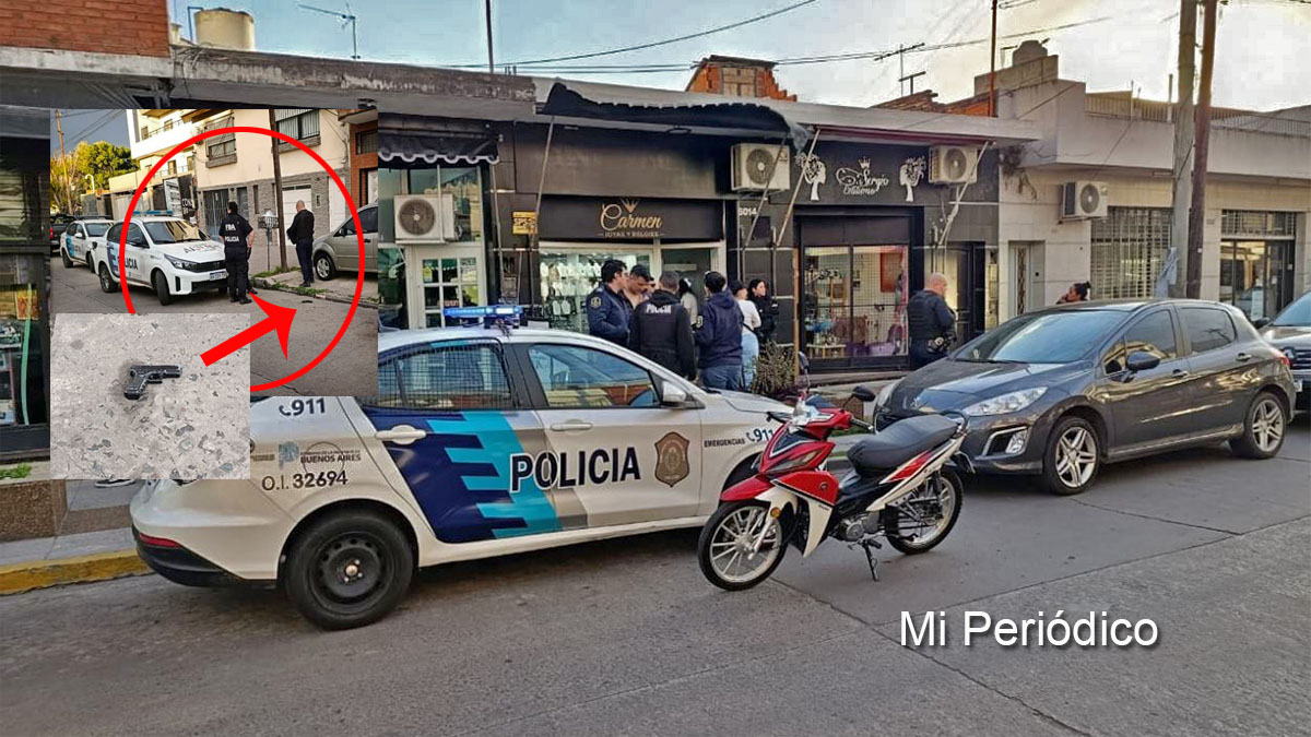 Robo en Villa Bosch: personal policial en la joyería asaltada y el arma arrojada por el asaltante en Echagüe