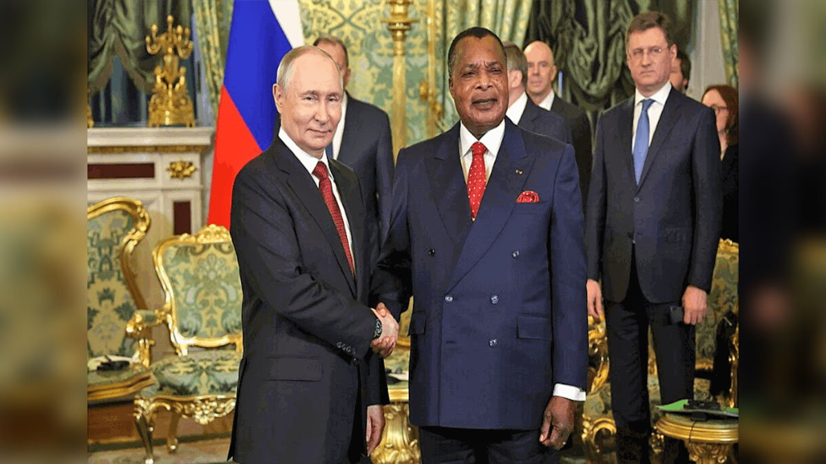 Vladímir Putin junto al presidente del Congo, en una nota sobre fábricas rusas a África