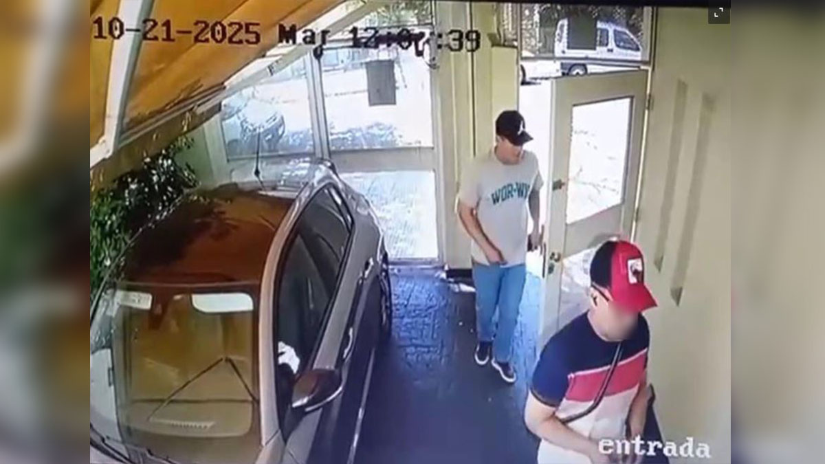 Dos sospechosos ingresan a una vivienda de Coghlan tras forzar la puerta del garaje con un destornillador, según las imágenes difundidas por la Fiscalía.